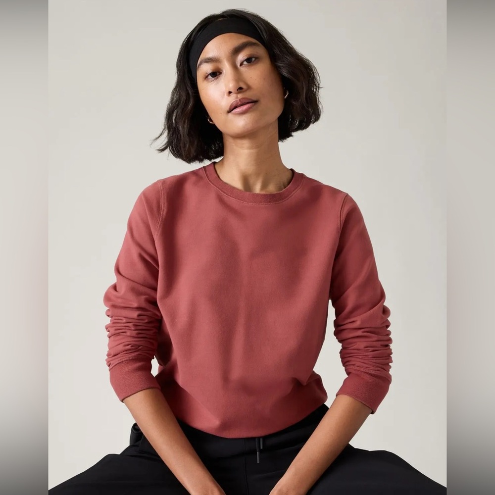 EUC Athleta Retroterry Crewneck Rosewood Garment Dyed Sweatshirt Size M